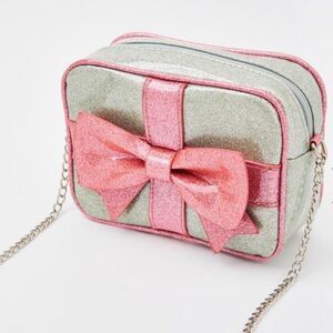 DollsKill Olivia Miller Bow Glitter Holiday Purse Silver and Pink